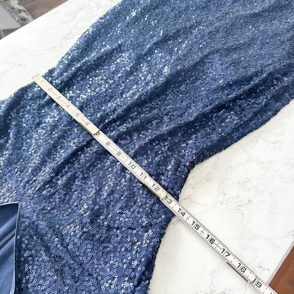 Eliza J. Navy Blue Sequin V Neck Fitted Sheath Midi Dress Women’s Size 10 NEW - Picture 13 of 13